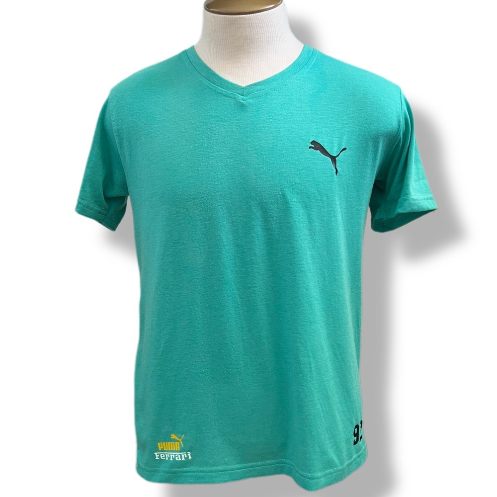 Vintage Puma Scuderia Ferrari 92 Collection Teal V-Neck Shirt Adult MEDIUM